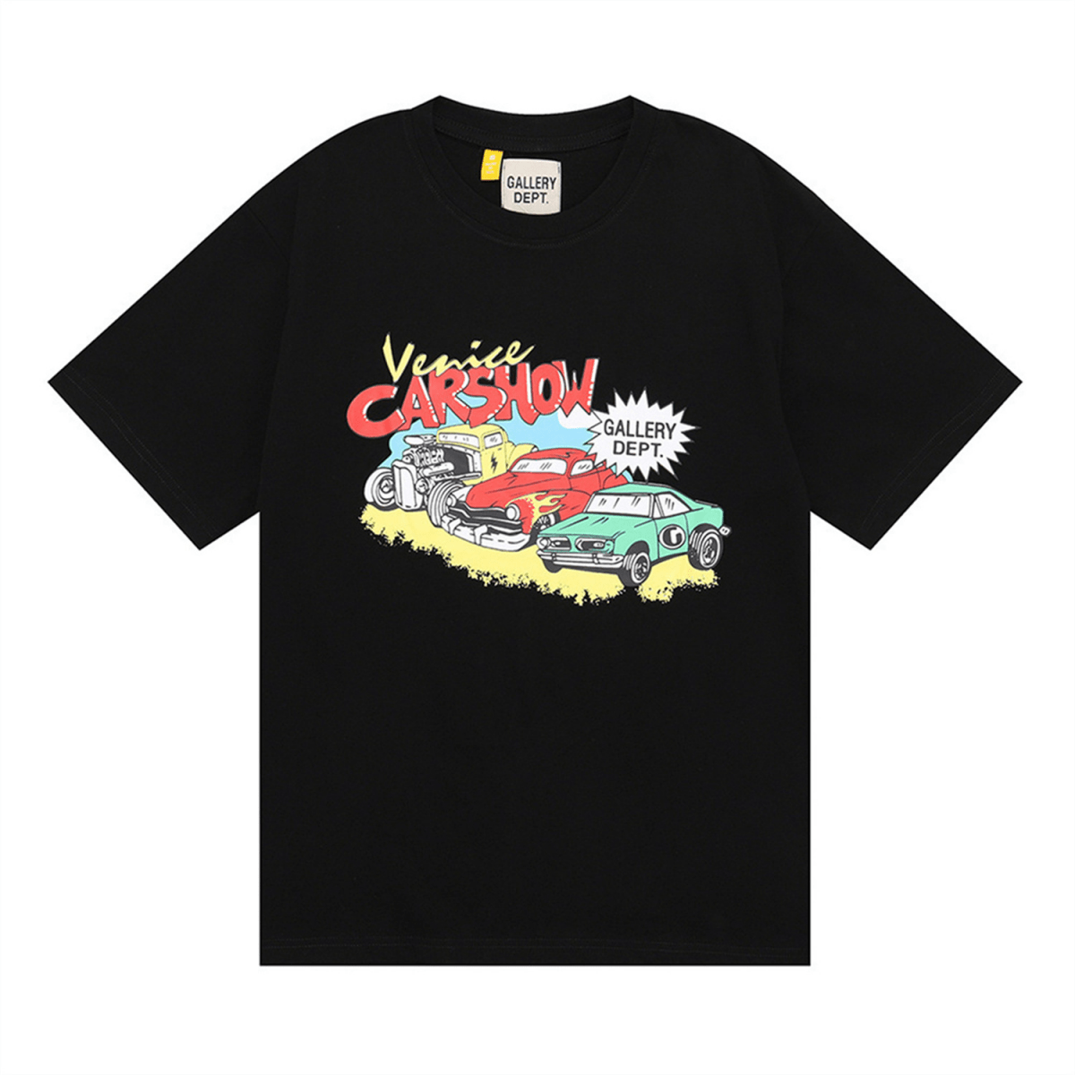 GALLERY D-EPT T-Shirt Car Letter Short Sleeve Men And Women High Street Half Sleeve Car Print Round Neck Loose Men's Tops Round Neck Casual Short Sleeve GALLERY Car