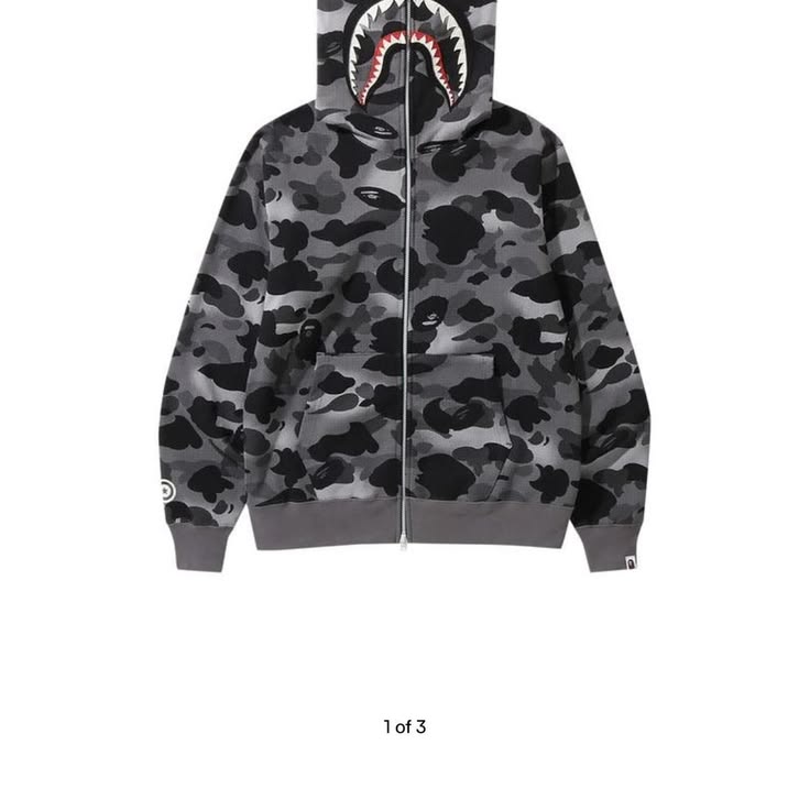 Men's zip up Bape Hoodie - Grey