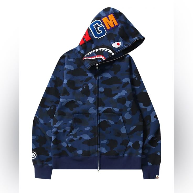Men's zip up Bape Hoodie - Dark Blue