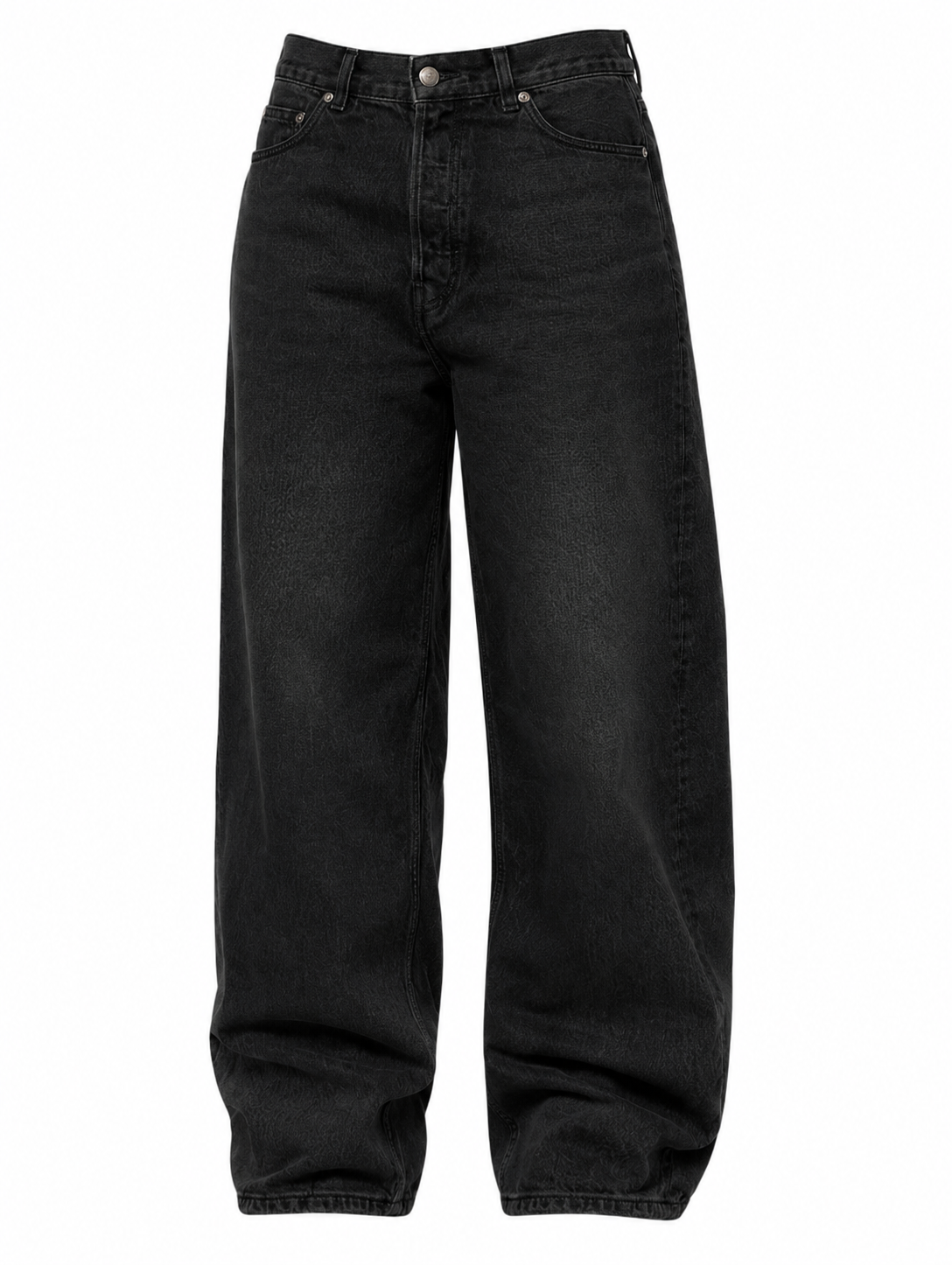 Men's Light Blue Washed Vintage Street Style Loose Fit Straight Leg Jeans, Emo Style Black