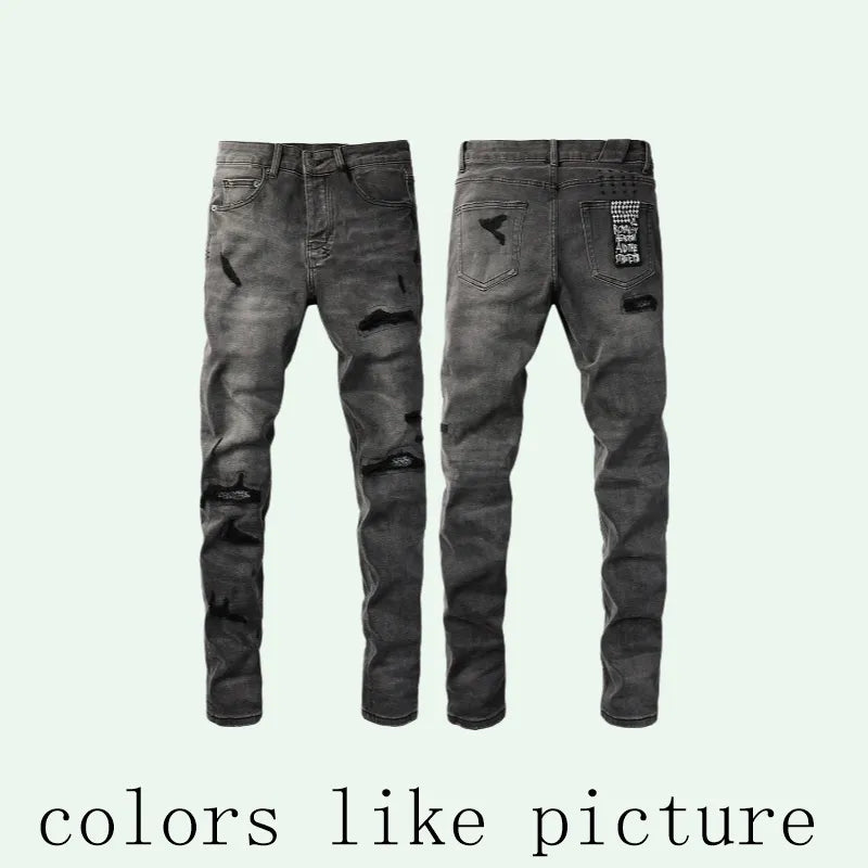 Ksubi Mens Slim Fit Distressed Ripped Biker Jeans  ... Silver